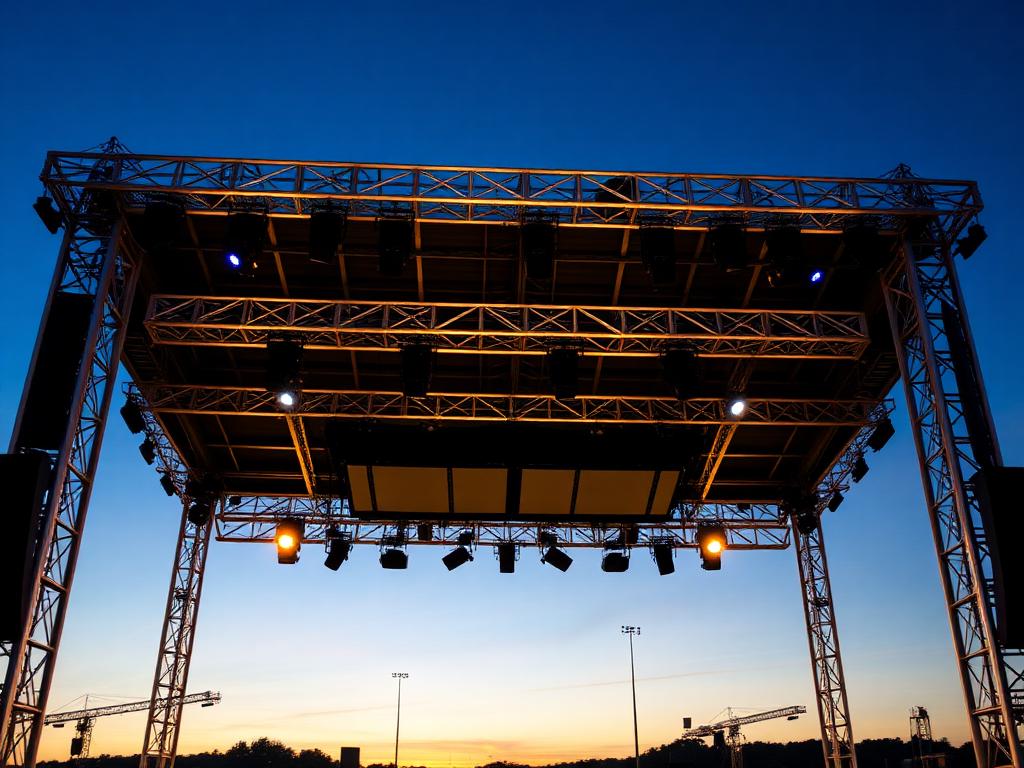 Stage lighting rig with moving heads and PAR cans