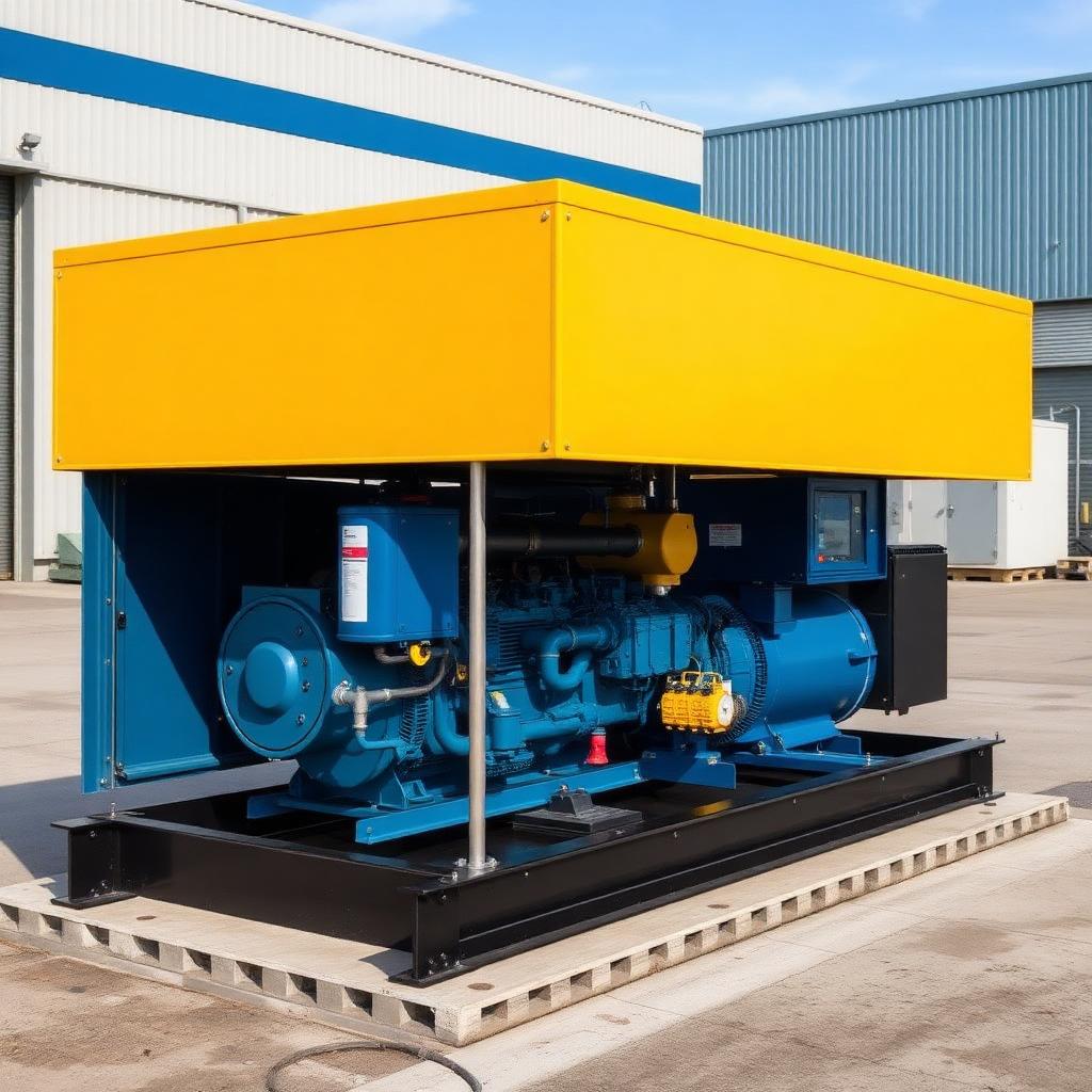 Silent canopy 100 KVA diesel generator set on a concrete pad